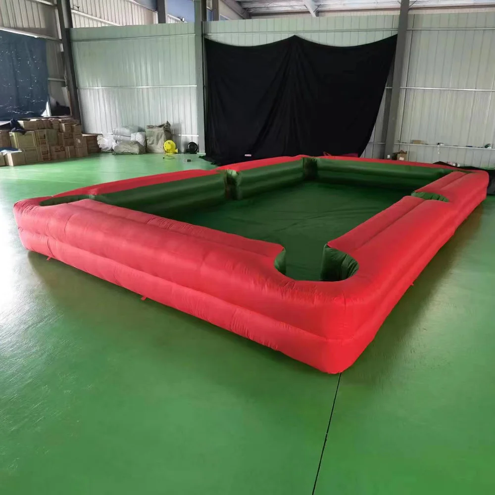 

wholesale 6x4m Red Giant Inflatable Snooker Table Inflatable Snooker Football Field Soccer Pool Table For Indoor Outdoor