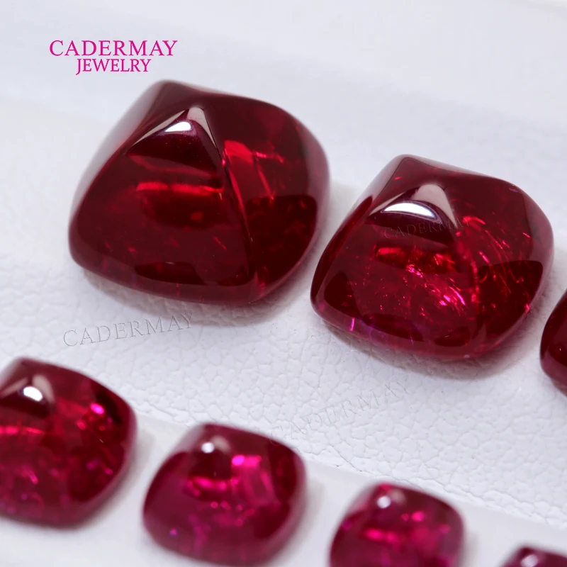 Certified Pigeon Blood Synthetic Ruby Sugar Tower Sugar-Loaf Shape Lab Grown Ruby Gemstones With Inclusions Making Jewelry