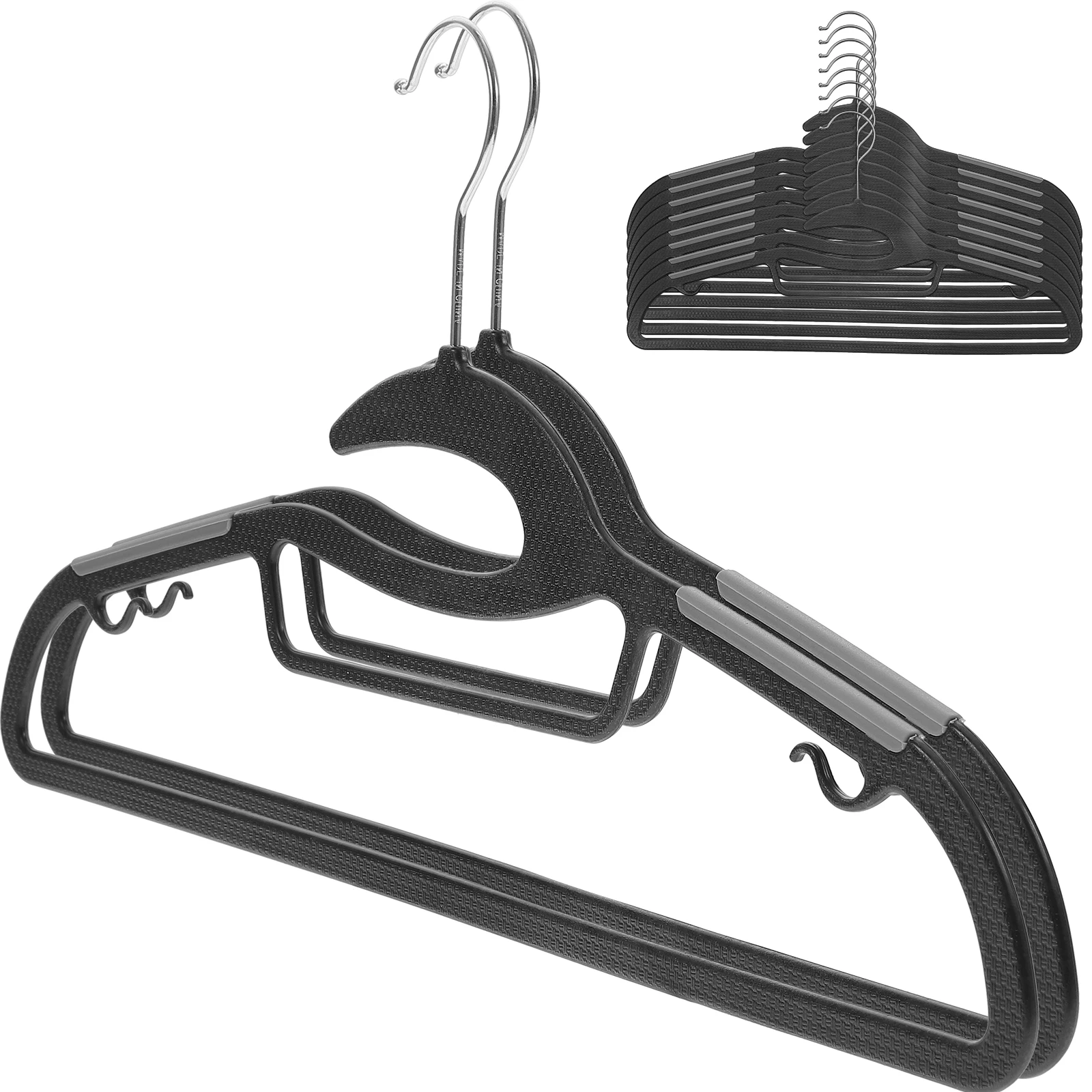 

10pcs Heavy Duty Non Slip Clothes Plastic Coat Hangers Space Saving Wide Hangers For Sweaters Shirts Dresses Closet Storage Rack