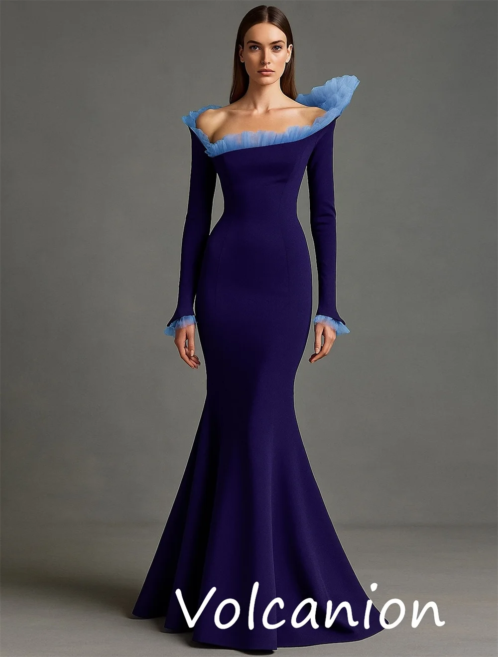 ที่กําหนดเอง Pastrol Unisex Jersey Pleat ทรัมเป็ต Off-the-ไหล่ชุดยาว Bespoke โอกาสคลาสสิก