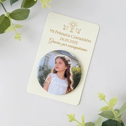 First Communion Favor for Guests Personalized Photo Fridge Magnet with Thank You Card Custom Holy Communion Magnet Souvenir