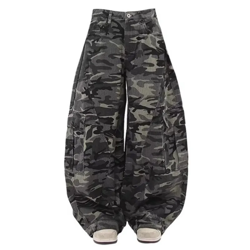 Women's Camouflage Y2k Cargo Jeans Harajuku Baggy Denim Trouser Vintage Japanese 2000s Style Oversize Jean Pants Trashy Clothes
