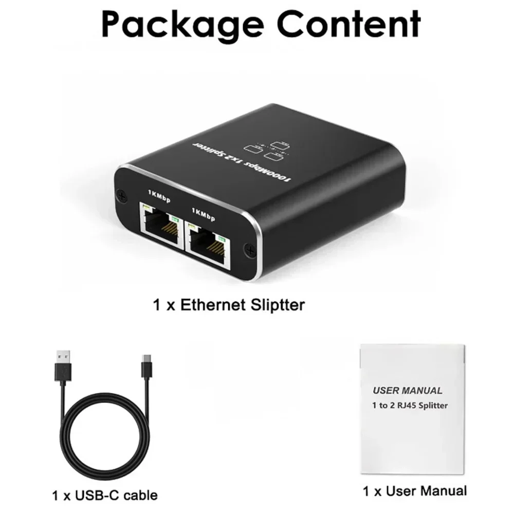 1 to 2 Gigabit Ethernet Adapter Internet Network Cable Extender Rj45 Connector for PC TV Box Router Sharer