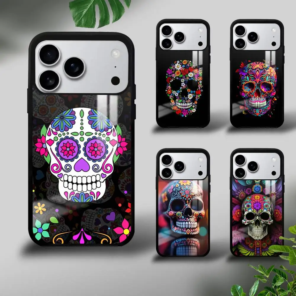 

Pretty Mexican Catrina Skull Phone case For iPhone 17 16 15 14 13 12 11 Pro Max Mini Plus Hard Mirror Funda