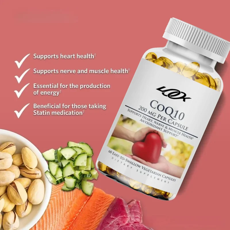 Coenzyme Q10 200mg Nutritional Supplement - Supports Muscle Health -60 capsules (2 months supply)