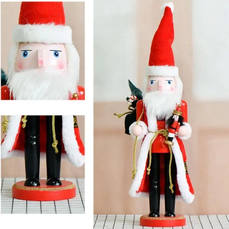 

Ручная работа Санта-скульптура орнамент 36 см высокая деревянная фигурка Санта-Клауса с подарочным пакетом для рождественского