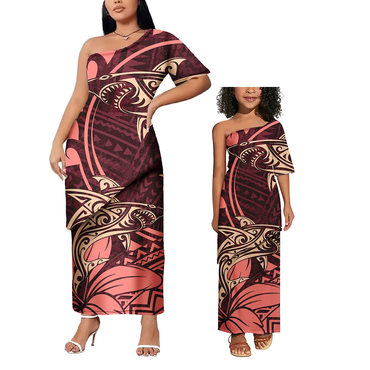 Custom Polynesian Samoan Tribal Print Parent-child Mother Daughter Matching Clothes Family Dress Outfits Clothing Sets