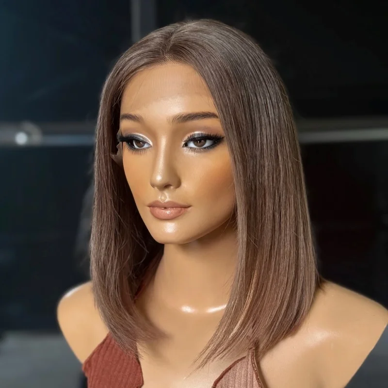 

13×4 Women’s Glueless Wig Bob Brown Wigs Shoulder length Synthetic Futura Fibre Wigs Pre plucked Hairline