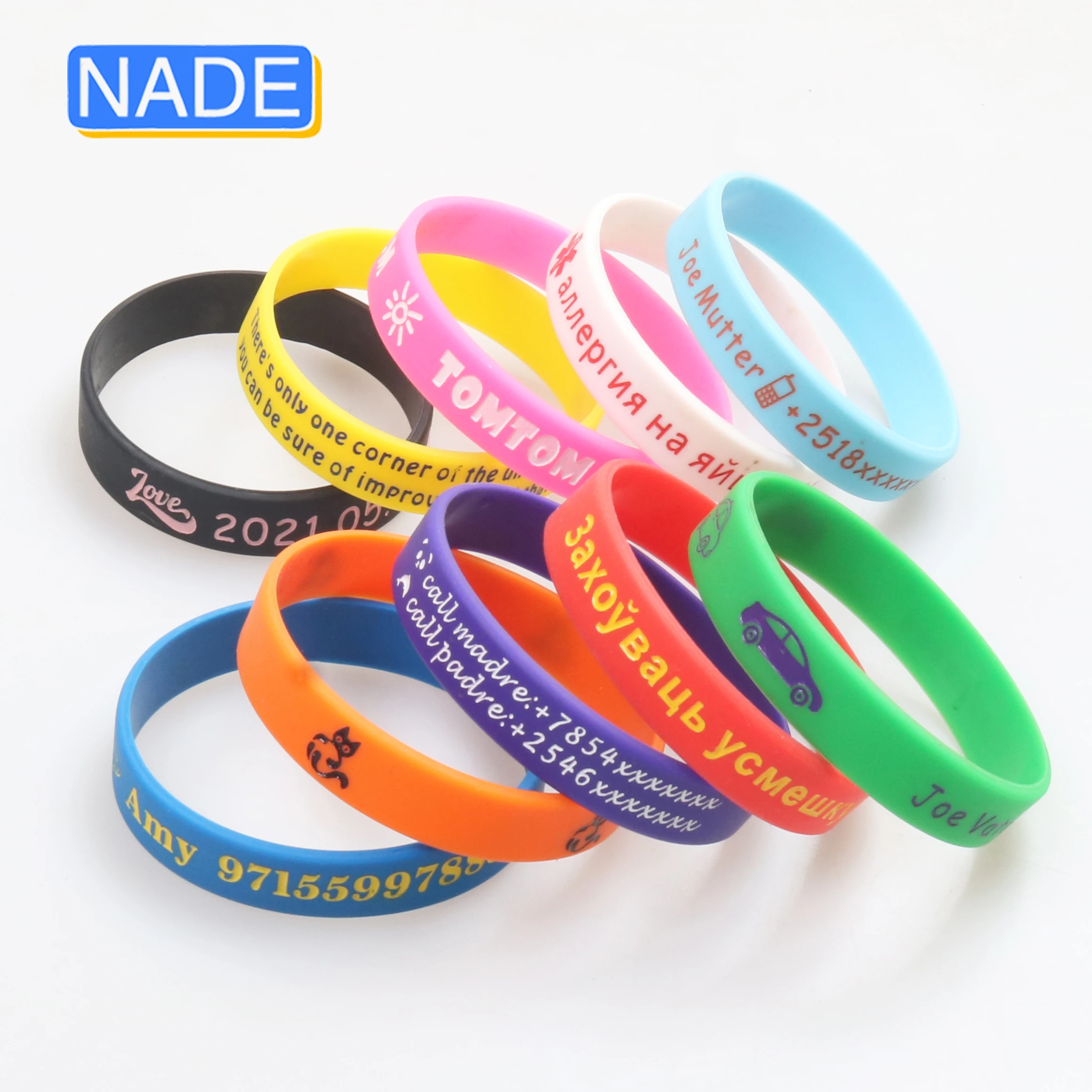 1 PCS Custom Silicone Bracelets Personalized Team up SOS Phone Number Child bracelet Gifts for Birthday Party Events Anti-lost