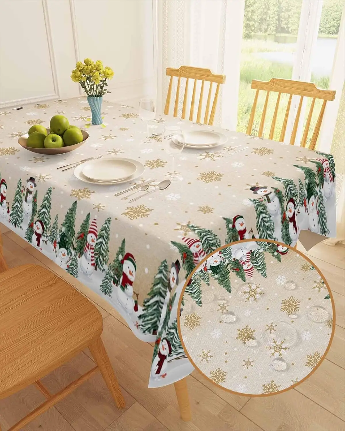 عيد ميلاد سعيد ثلج مفارش المائدة لجدول ديكور الشتاء أشجار عيد الميلاد الثلج المطبخ طاولة طعام القماش نافيداد الزينة