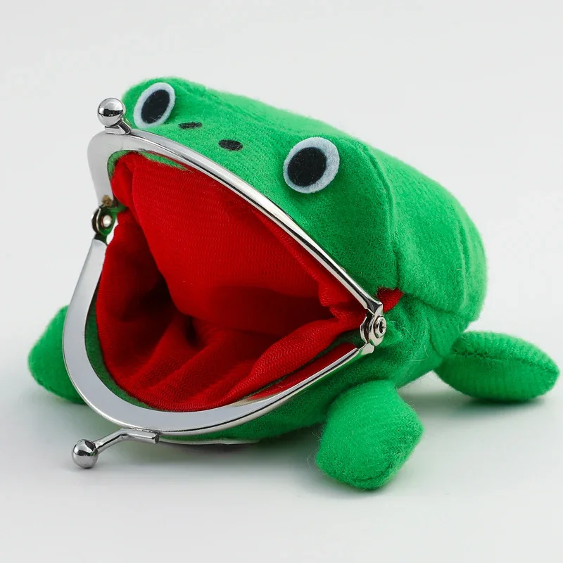 Cute Frog Coin Purse, Anime Frog Kiss Lock Change Pouch, Plush Frog Clasp Wallet, Mini Small Storage Bag for Coins