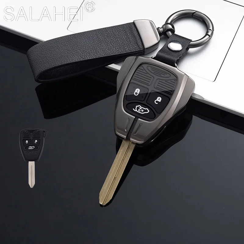 Zinc Alloy Leather Car Key Case For Jeep Wrangler Compass Patriot Liberty Chrysler 300 PT Dodge JCUV Caliber Nitro Accessories