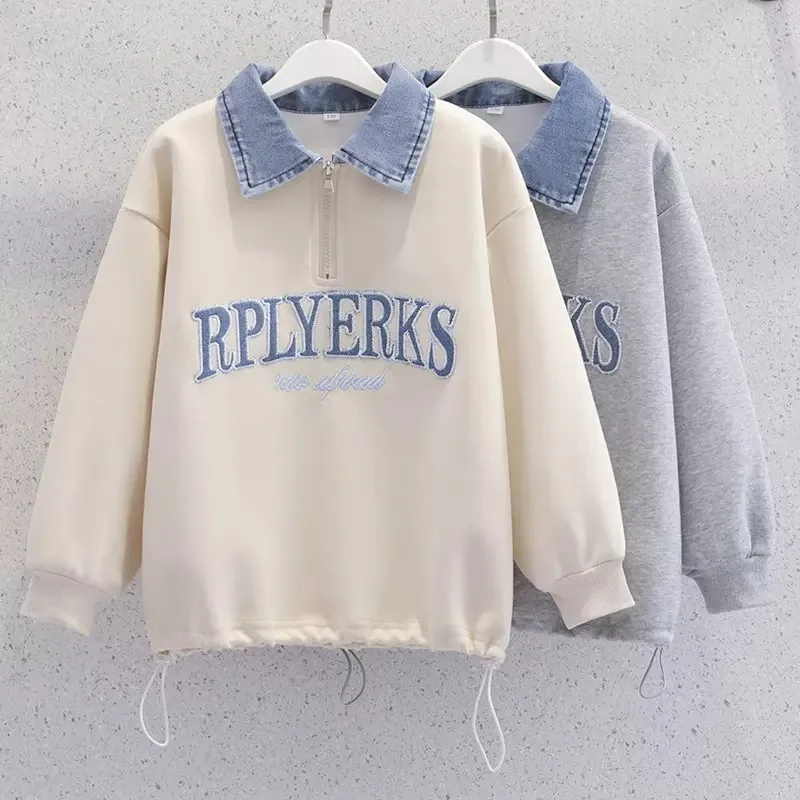 

Half-zipper Sweater Women's 2025 Spring and Autumn New Fashion Denim Foreign Style Women's Top Jacket Women