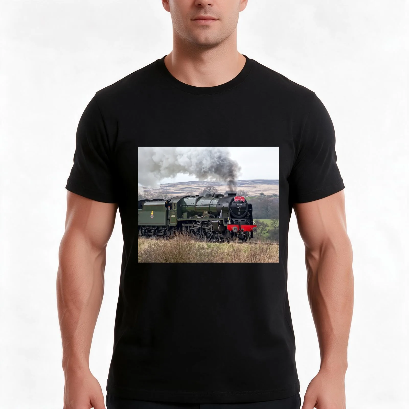 Royal Scot steam train 46100 T-Shirt Summer Casual Cotton Tee Oversized Streetwear Tops Vintage Graphic Print 100% Cotton