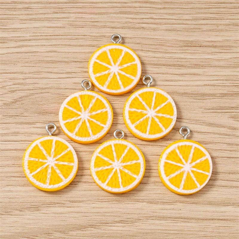 10 pz 19x23mm Carino Frutta Pendenti e Ciondoli Resina Arancione Fetta Pendenti con Ciondoli per la Creazione di Gioielli Collane Orecchini Artigianato FAI DA TE Accessori