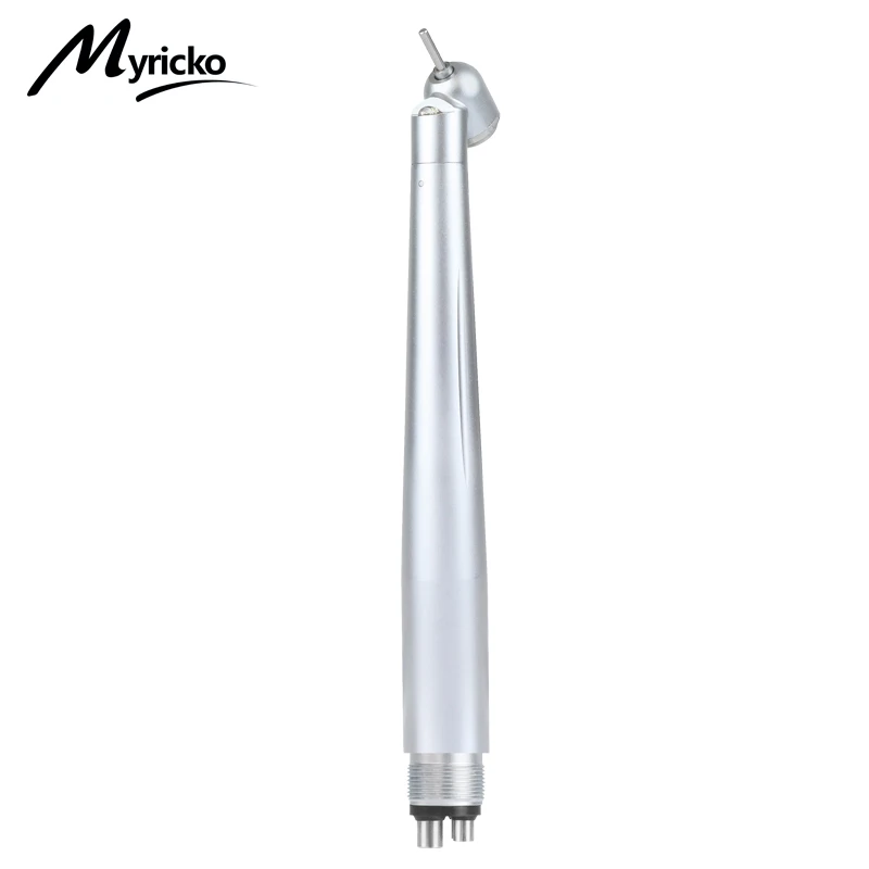 Dental 45° LED High Speed Handpiece Dentist Self-power Integrate E-generator Push Button Single Water Spray Hand Piece