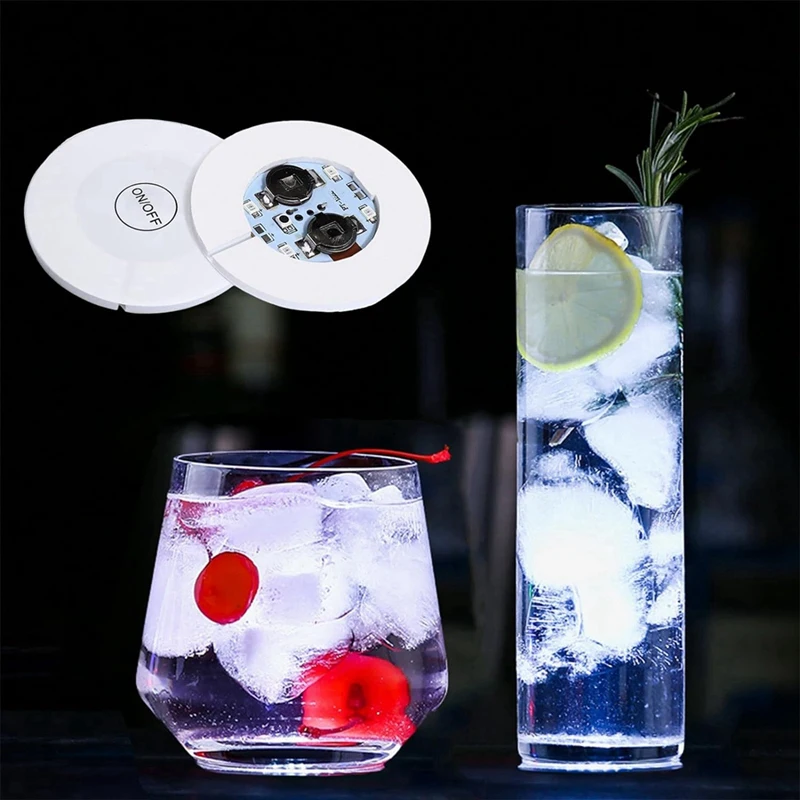 Светодиодные подставки с наклейками, 30 упаковок подсветительных подставок для напитков, светодиодные подставки для подставок, фонари для бутылок