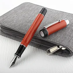 Jinhao 100 Centennial Resin Fountain Pen Red with Jinhao Logo EF/F/M/Bent Nib Converter Writing Business Office Gift Ink Pen