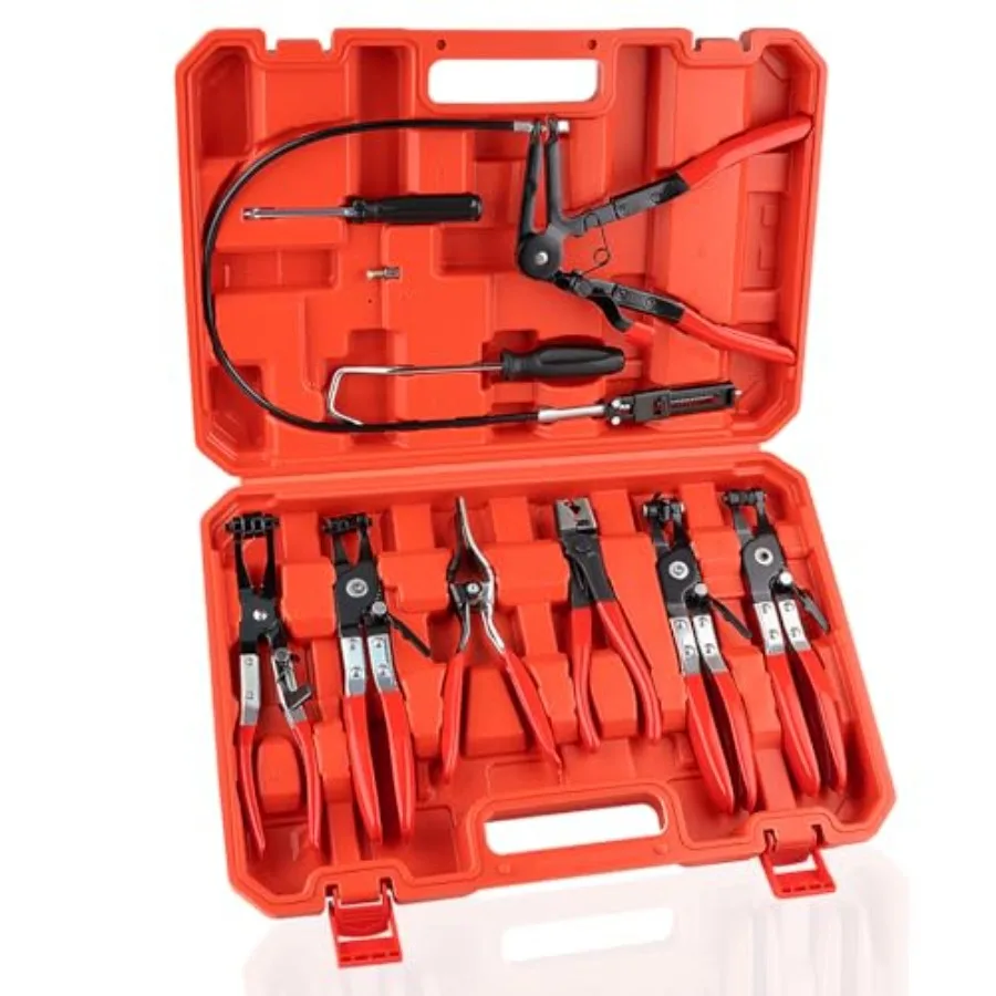 

9PCS Hose Clamp Pliers, Long Reach Hose Clamp Tool Remover for Water Hose and Automotive Coolant Radiator Heater with Flexible