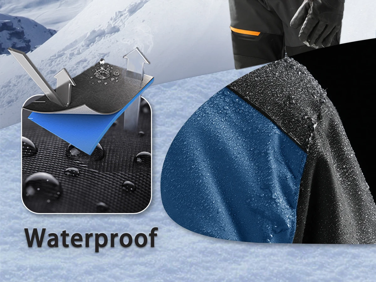 MAGCOMSEN Men's Ski Jacket Winter Warm Wool Parka Warm Thick Coat Windproof Rainproof Snowproof Hiking Men's Snowboard Jacket
