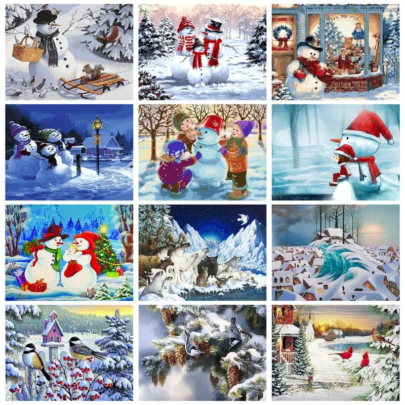 

CHENISTORY Mordern Painting By Numbers Kill Time Snowman Kids Birds Drawing On Numbers Home Decors Diy Gift For Adult On Canvas