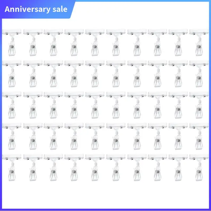 

50 Pcs Transparent Double-Sided Merchandise Sign Holders Plastic Tag Display Racks Label Stands