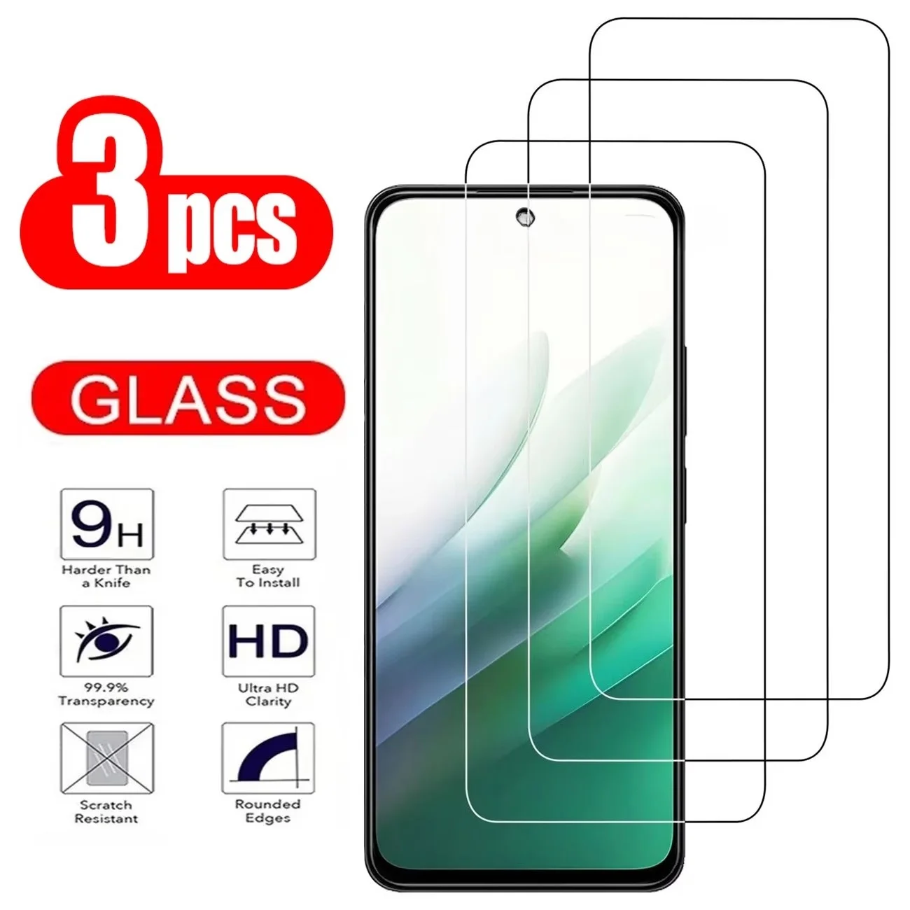 3Pcs Tempered Glass…