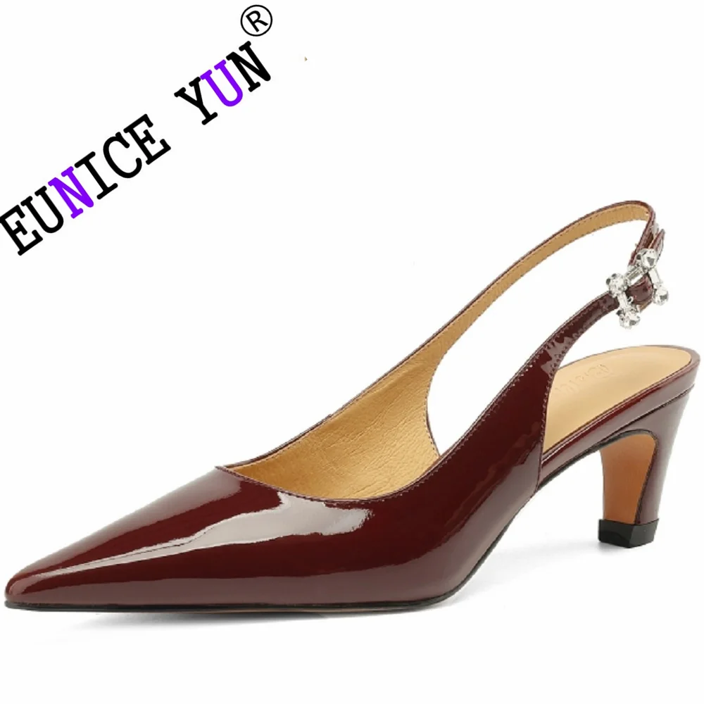 

【EUNICE YUN】New Brand Genuine Leather European and American Women's Pointed High Heels Stiletto Heel Patent Leather Fashion Shoe