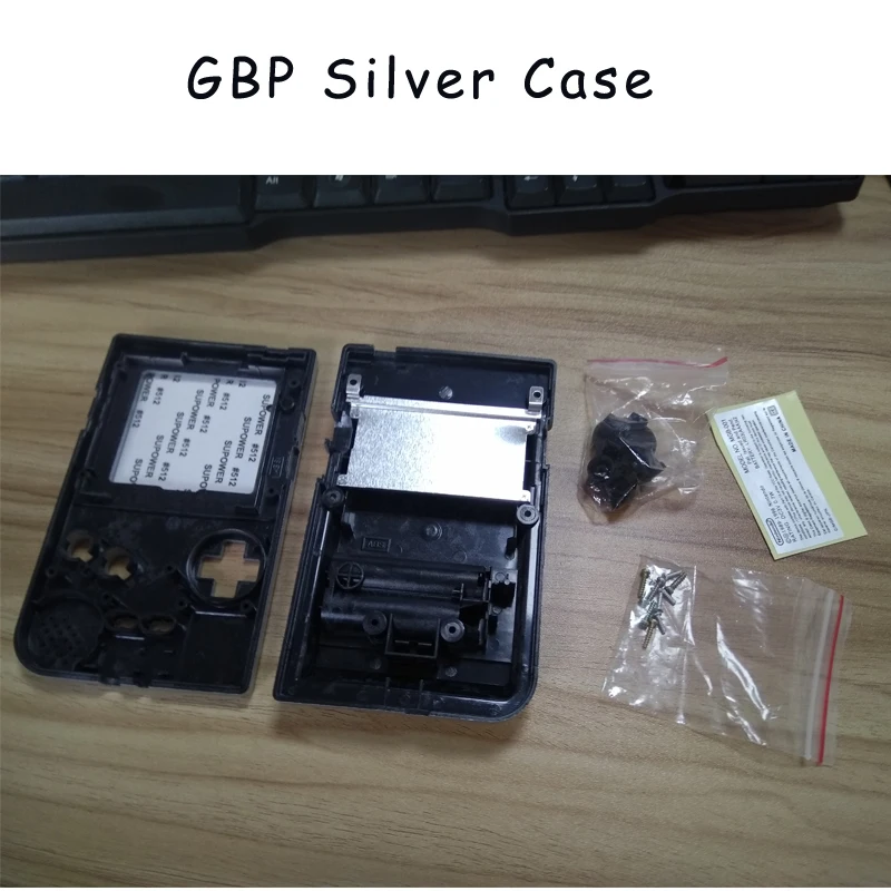 Silver Plastic Full Shell Cover Case for Nintend GBP Gameboy Pocket Housing With Buttons  Mirror Conductive Sheet Sticker Screws
