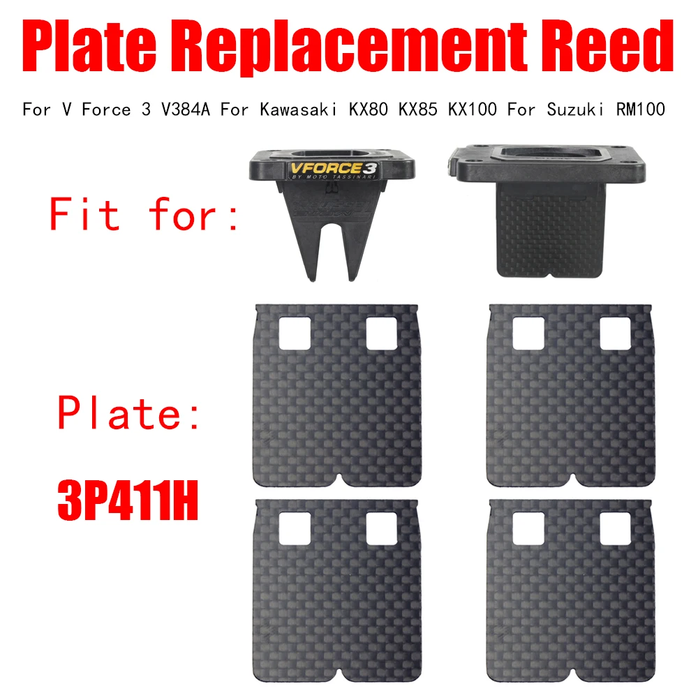 Carbon Fiber Plate 3P411H Replacement Reed valve For V Force 3 V384A For Kawasaki KX80 KX85 KX100 For Suzuki RM100