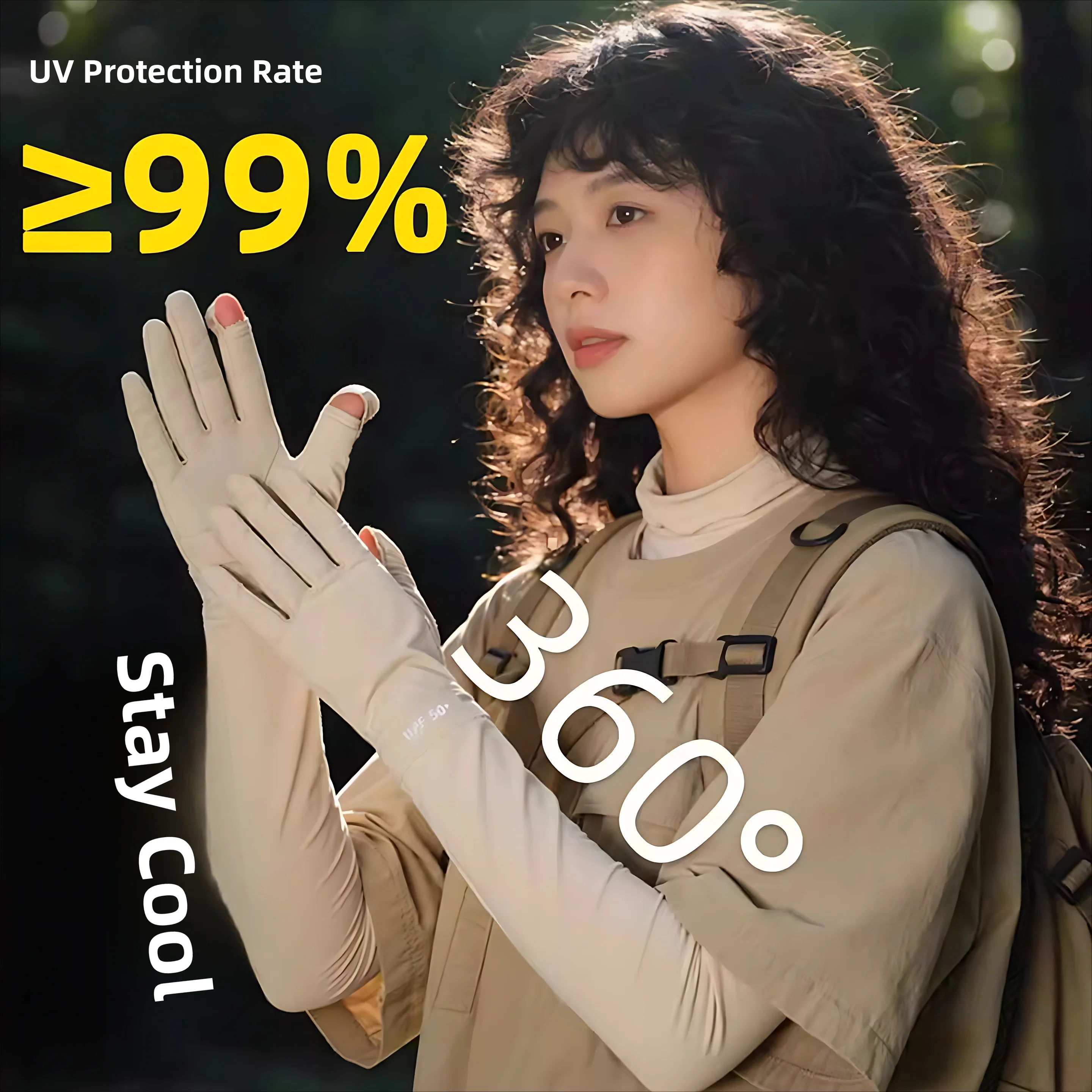 ロングアイスシルク一体型グローブ-uvカット-夏用アームカバー-滑り止め-運転-サイクリング-スリーブレット-アイススリーブ-ワンピースグローブ