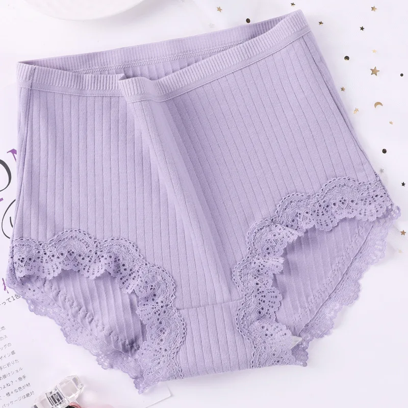 New Cotton Briefs Women's Panties Sexy High Waist Underwear Lace Lingerie Antibacterial Breathable Underpants Female Intimates