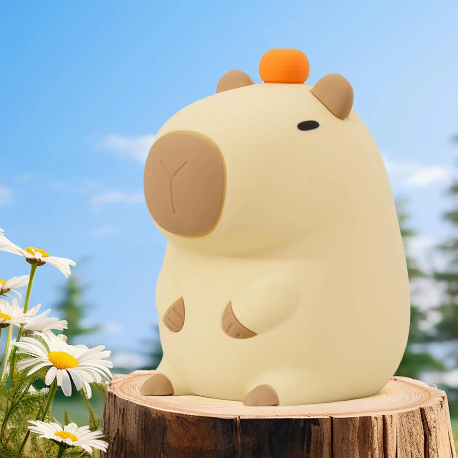 Capybara Night Light Cute Animal Soft Silicone Lamp Dimmable Timer Portable Rechargeable Kid Baby Gift Nightlight Bedroom Decor