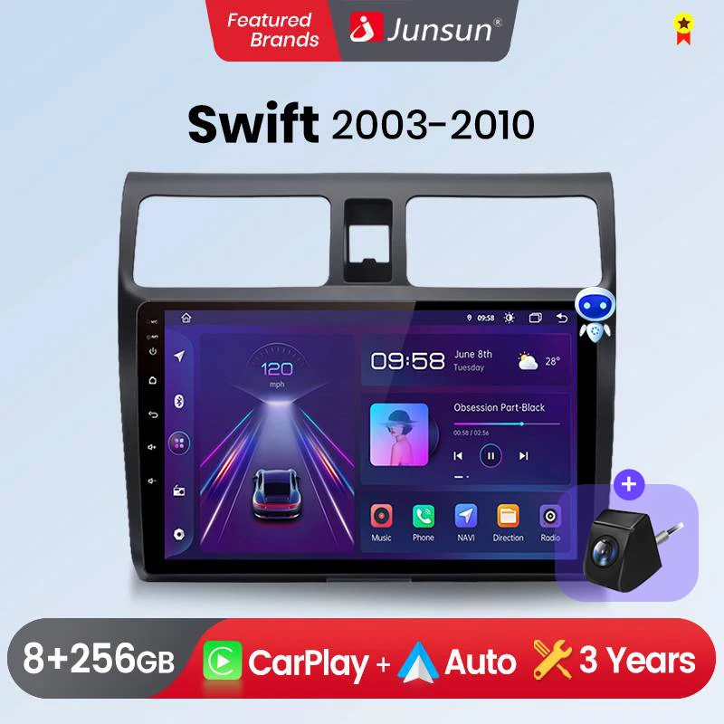 Junsun Wireless CarPlay Android Auto Car Radio For Suzuki Swift 2006 2007 2009 2010 GPS Multimedia 2 din Systems Stereo
