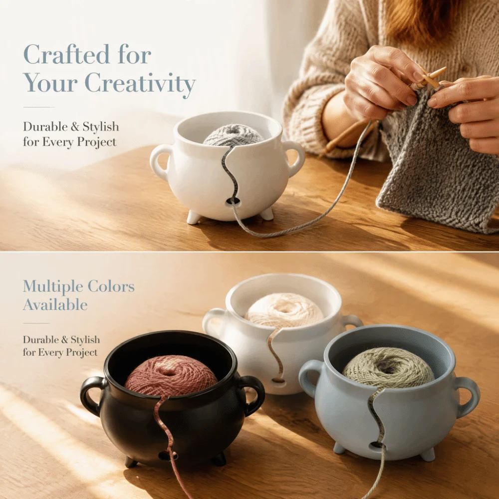 Plastic 3D Printing Yarn Bowl Anti-Tangle Portable Knitting Storage Basket Sturdy DIY Crochet Organizer Crocheting Work