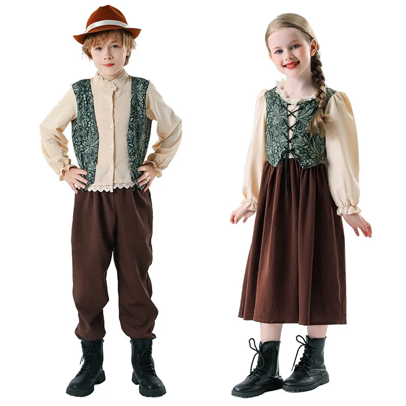 

Children's Maid Dress Germany Festival Cosplay Clothes Girls Boys Retro Colonial Costume Holiday Party Performance Fancy Dress