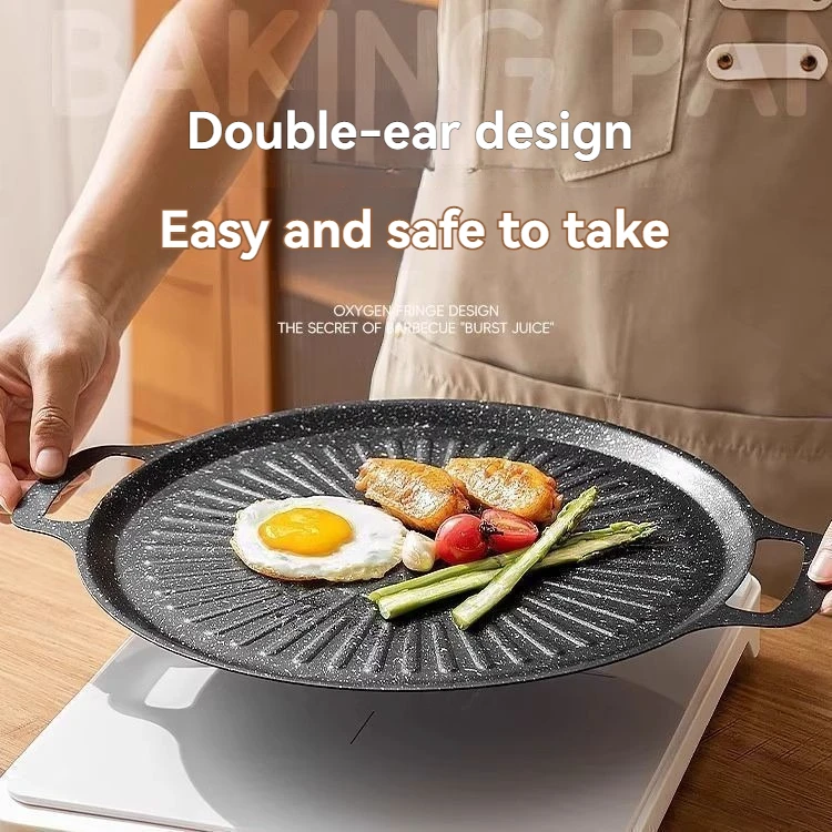 Multi-purpose Portable BBQ Grill Pan Non-Stick Coating Compatible with Cassette Stove Induction Cooker Camping Family Cooking