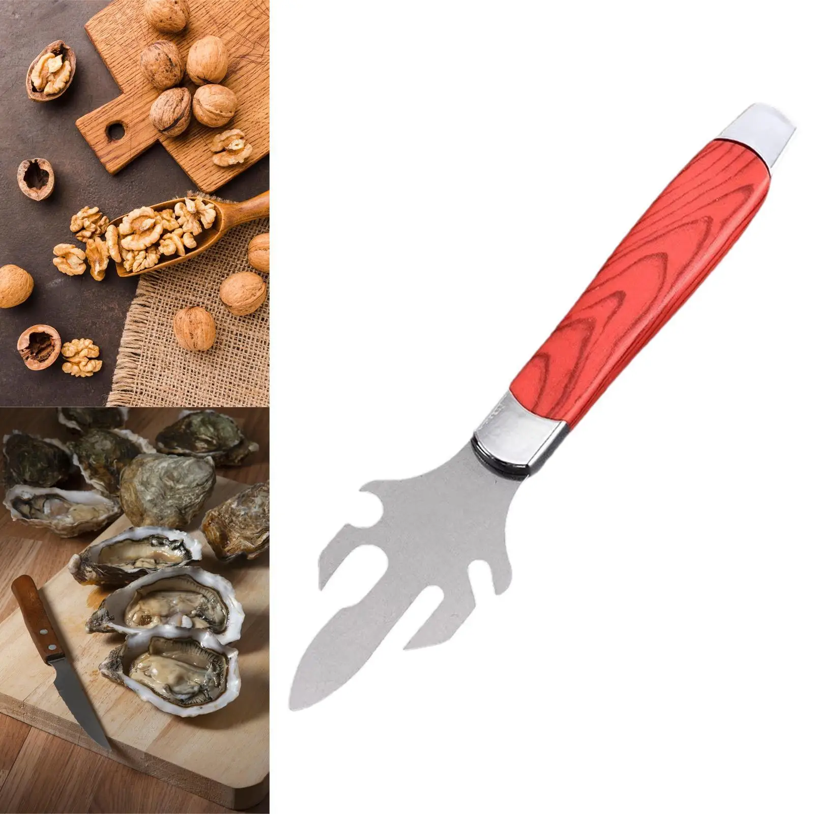 Oyster Shucker Stainless Steel Clam Opener Compact Handheld Kitchen Gadget for Seafood and Nuts