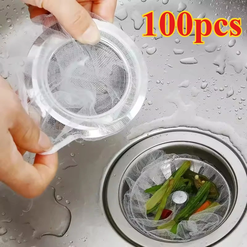 30/100/200Pcs Disposable Sink Filter Mesh Bags Kitchen Sink Strainer Net Drain Hole Anti-blocking Garbage Cleaning Bags