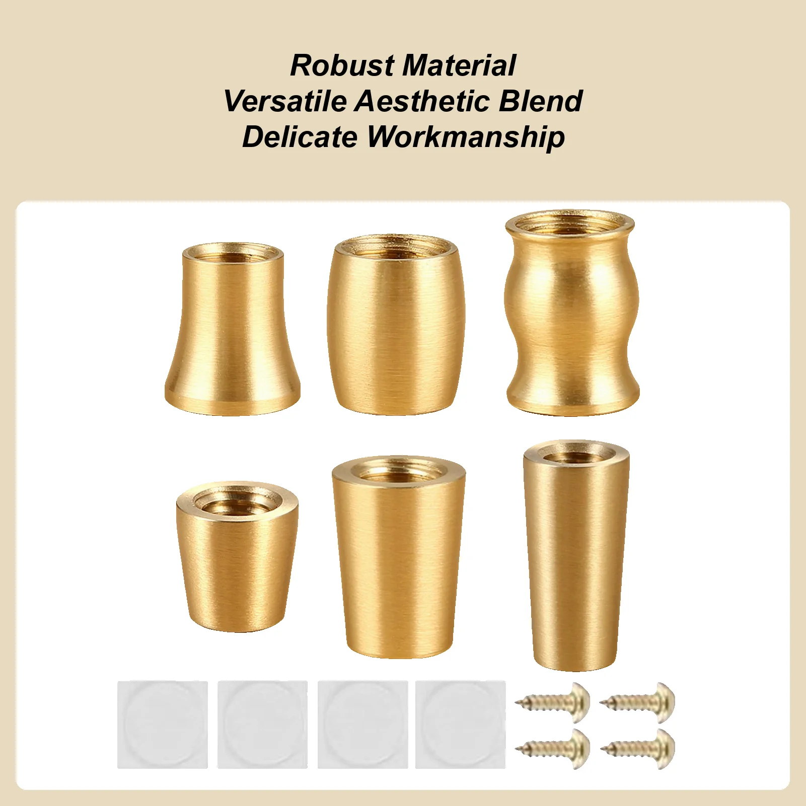 4pcs Furniture Legs Set Sofa Replacement Legs Copper Wood Conical Ornament Non-Slip Furniture Feet For Bed Nightstand Dresser