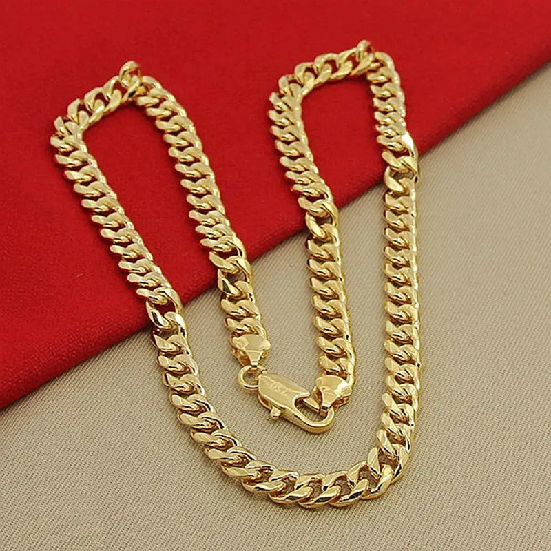 

24k Gold Men Cuban Chain Necklaces Hip Hop Jewelry Wholesale Gold Color Long Big Chunky Necklace 16-36 inch