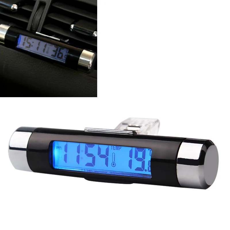

2 in 1 Blue Backlight Auto Accessories Car Digital Time Clock Portable Car Styling LCD Display Screen