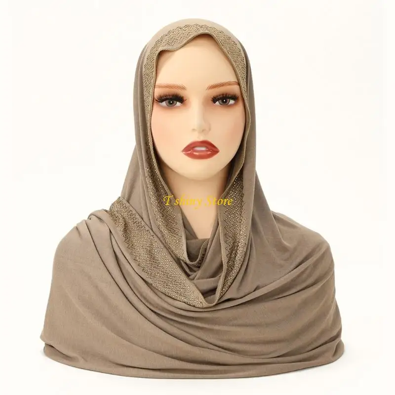 

N58F Long 170cm Cotton Scarf Shawl For Skin Friendly Comfortable Soft