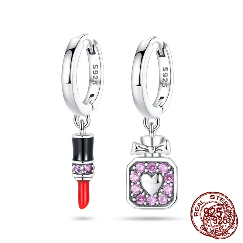 925 Sterling Silver Dreamcatcher anting-anting untuk wanita indah berwarna zirkon lipstik parfum palet cat anting-anting perhiasan