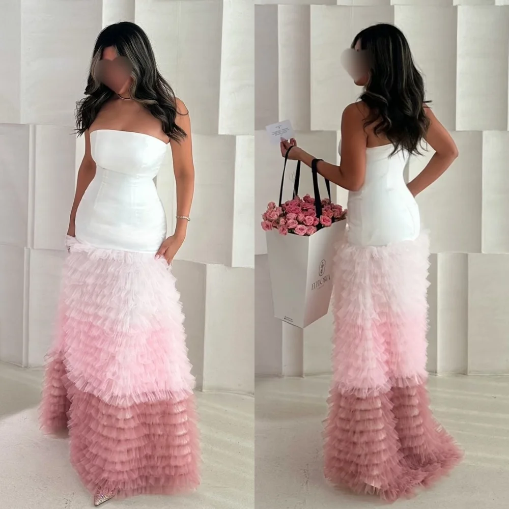 

Customized Intricate Chinese Style Jersey Pleat Tiered Mermaid Strapless Long Dresses Bespoke Occasion Dresses Sizes Available