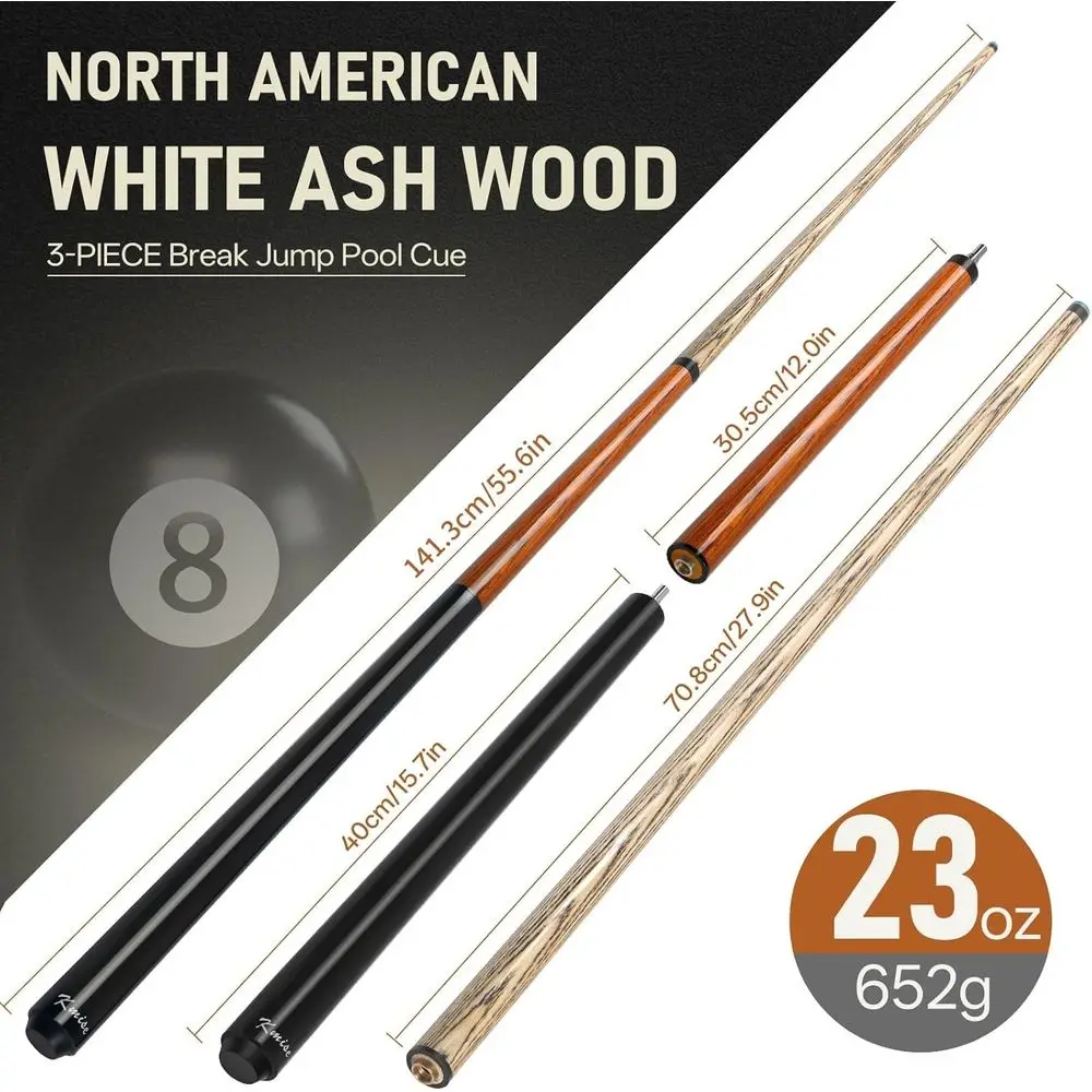 Powerful 21-28oz Jump & Break Pool Cue for Explosive Shots, 14mm Pro Tip, Chalk & Glove Included