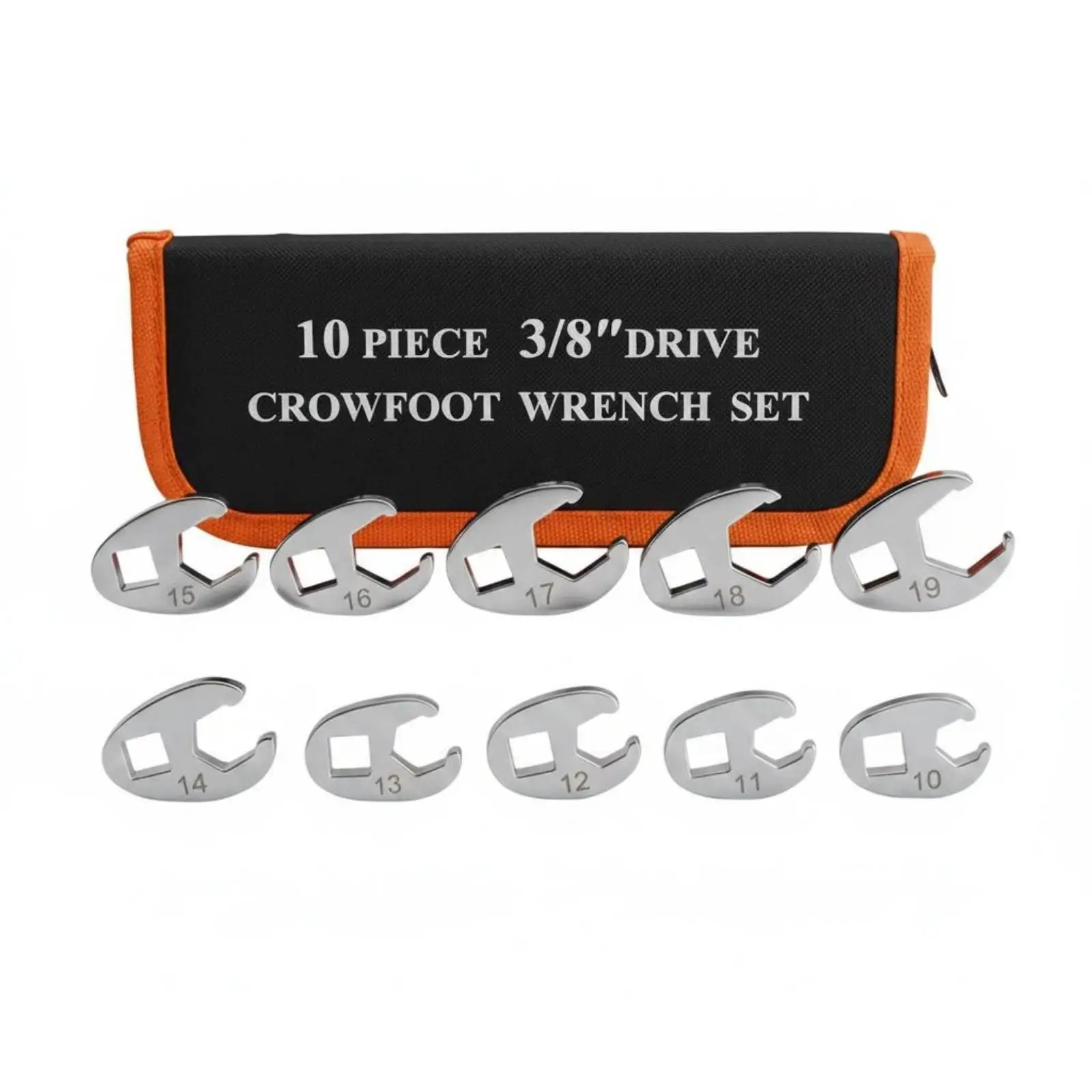 10 Pieces 3/8 Inch Drive Flared Nut Wrench Set Various Sizes Brake Line Wrench