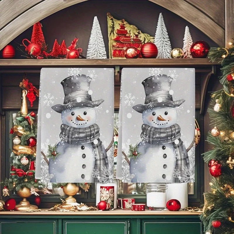 

Рождественский мультяшный снеговик, снежинка, набор кухонных полотенец, чистящие средства, впитывающие полотенца для рук, украшения Navidad