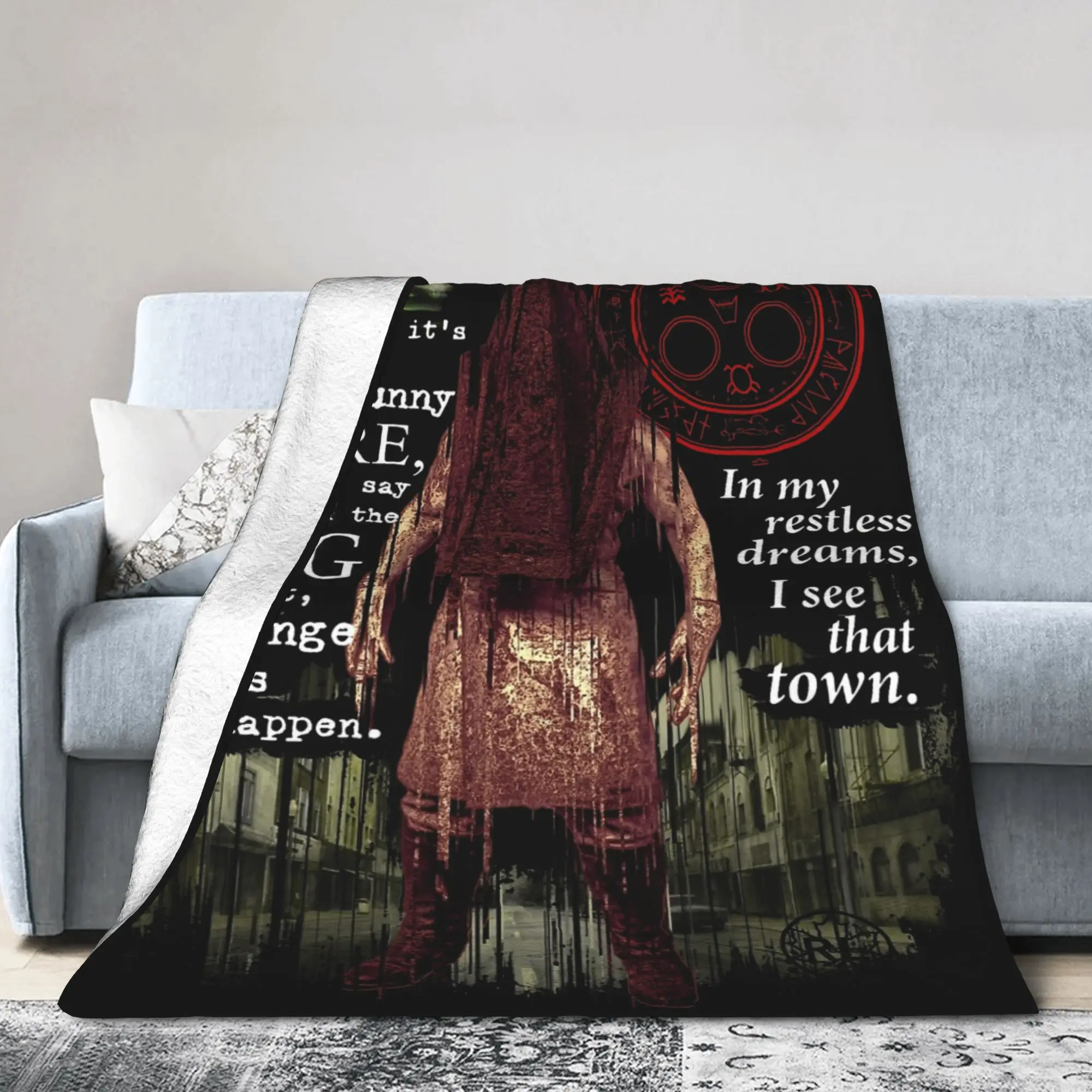 Silent Hill Remake Blanket Fleece All Season Halloween Horror  Multifunction Soft Throw Blanket for Bed Car Rug Piece
