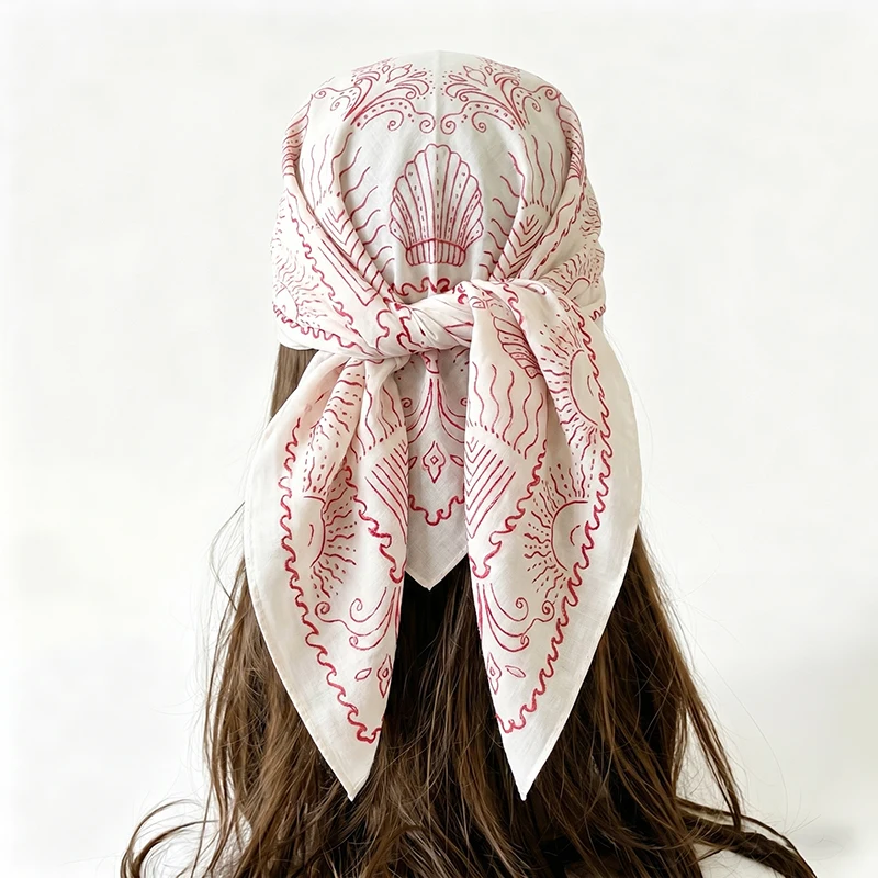 Women's Scarf Bandana Hijab Luxury Turban Print Fashion Square Headscarf Neckerchief Shawl Headband Windproof Handkerchief Wraps